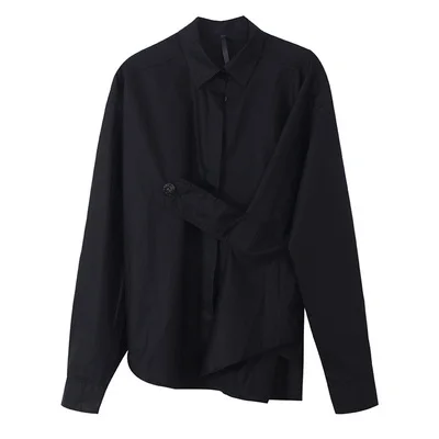 Домашняя дизайнерская маленькая рубашка Yamamoto dark series косынка с длинным рукавом |