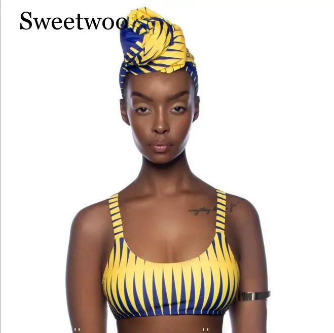 Модное бикини с принтом 2 шт. женские сексуальные африканские пляжные купальники