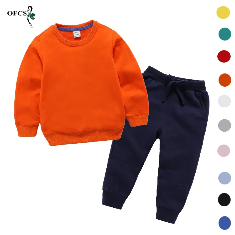 

Популярные комплекты детской одежды, Осенние новые детские рубашки и спортивные штаны унисекс для мальчиков и девочек, хлопковые спортивны...