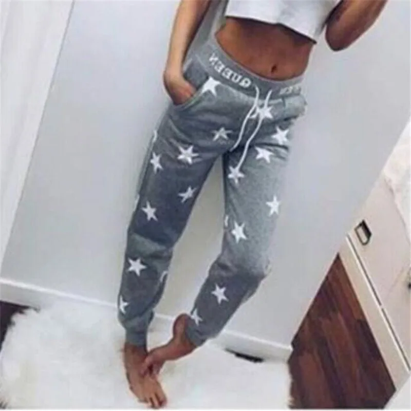 Женские повседневные длинные брюки размера плюс Star однотонные спортивные