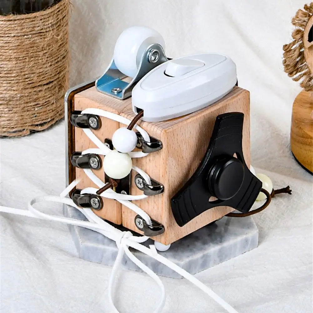 

Детские игрушки Монтессори, детская занятая доска, кубическая Пряжка, обучающая сенсорная доска для малышей, развитие интеллекта