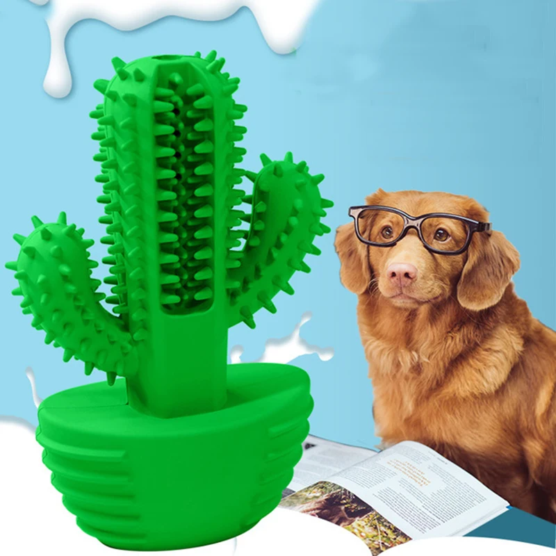 

Dog Chew Toys Cactus Shape Dog Squeaky Toy Natural Rubber for Pet Dog Teeth Multifunctional Chew Clean Toothbrush Healthy Fresh