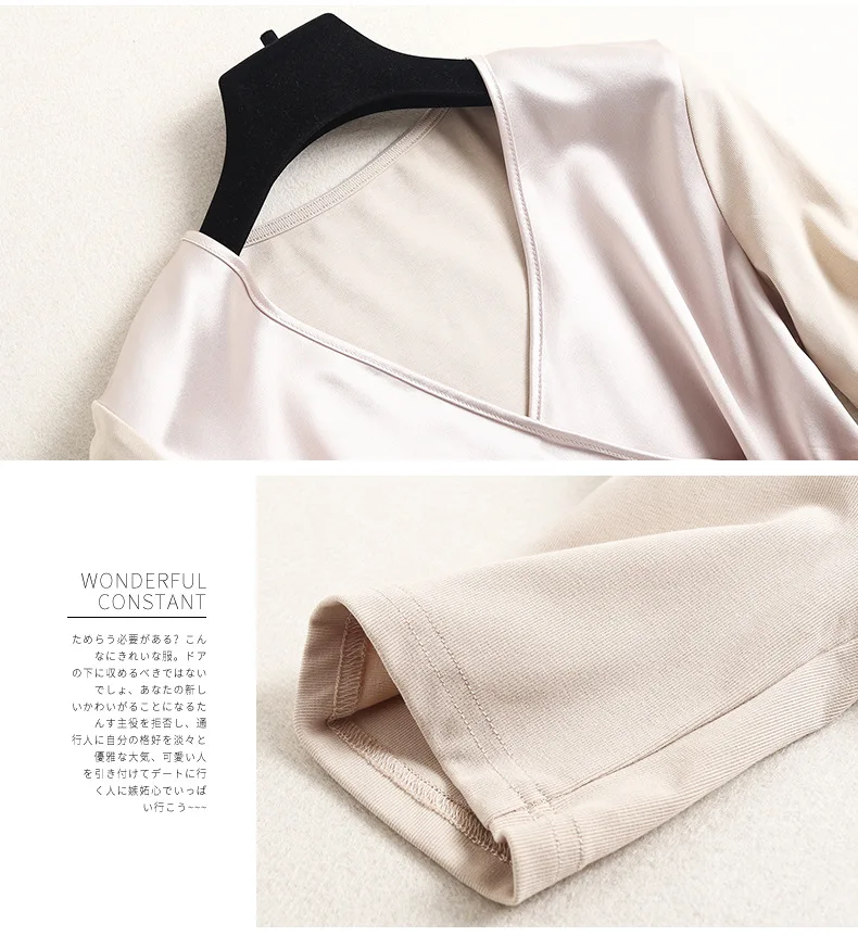 

SHUCHAN KNITTED Patchwork Acetate Woman Tops V-Neck Sexy Blouse Blusas Rojas Mujer Ladies Tops Designer Fashion