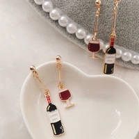creative golden mini earrings red wine earrings wine glass earrings miniature food earrings jewelry gifts for wine lovers
