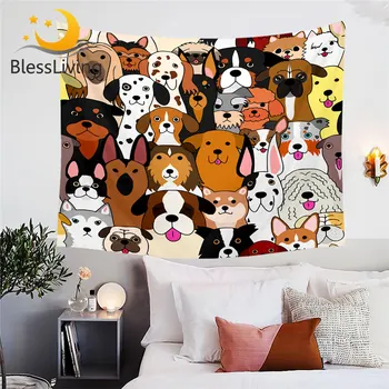 BlessLiving Puppy Wall Hanging Tapestry Dog Tapisserie Cartoon Beach Mat Cute Tapiz Animal Decorative Home Textiles for Child 1