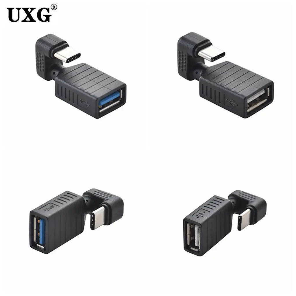 

90 Degree Right Angle Type C Male To USB 3.0 A Female OTG Converter USB-C OTG Adapter For Smart Phone Portable Connector