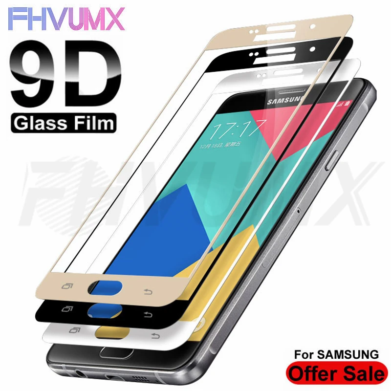 

Защитное стекло 9D для Samsung Galaxy A3, A5, A7, J3, J5, J7, с черной/золотой рамкой