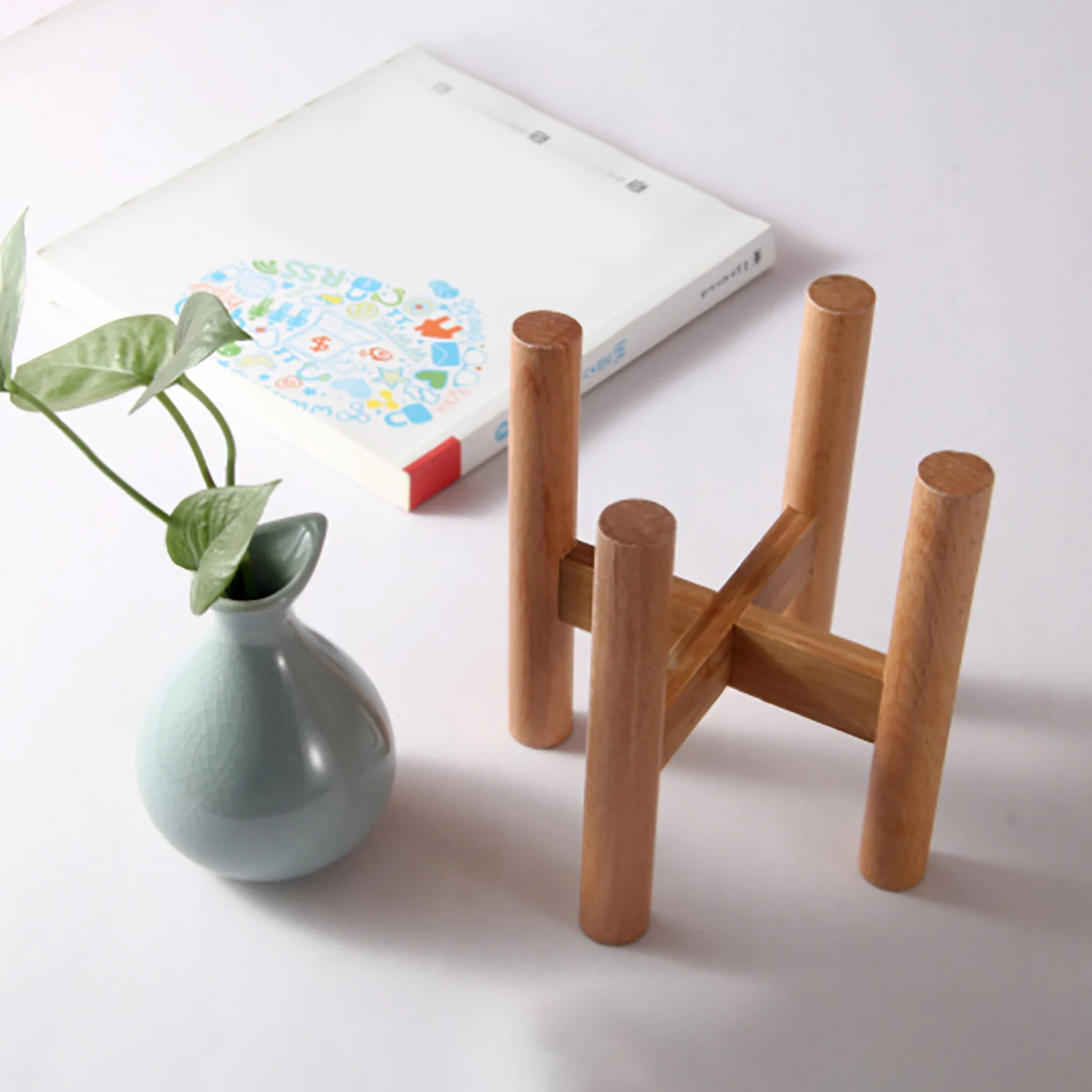 

New Plant Holder Stand Rack Yard Garden Patio Balcony Shelves Balcony Flower Rack Fashionable Natural Plant Pot