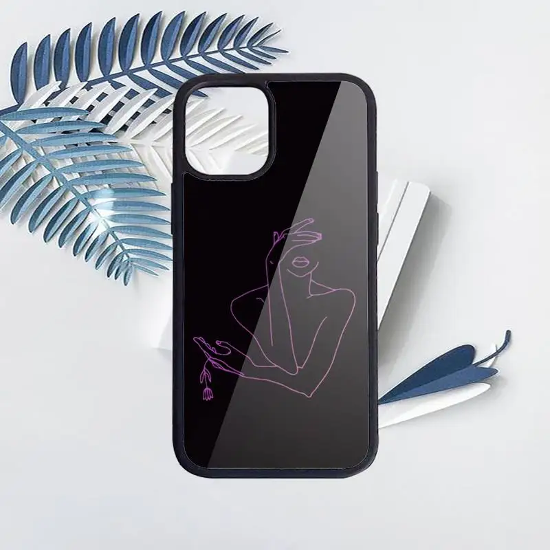 

Fashion women Curved Line Phone Cases for iPhone 11 12 pro XS MAX 8 7 6 6S Plus X 5S SE 2020 XR Hard PC