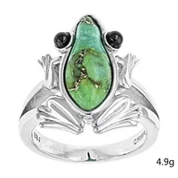 unique lovely jumping frog ring for women men silver plated green gemstone insect unisex punk party hand jewelry