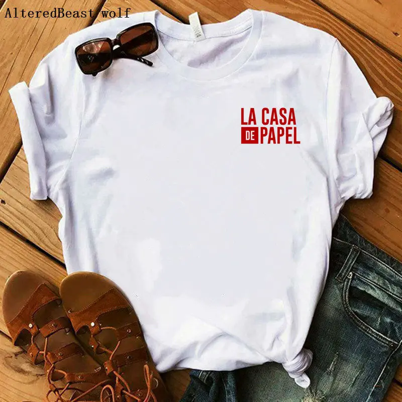 as picture Лето, футболка с принтом Money Heist The House Of paper La Casa De Papel, женская модная футболка с коротким рукавом и мультяшным принтом BELLA CIAO - Цвет: as picture