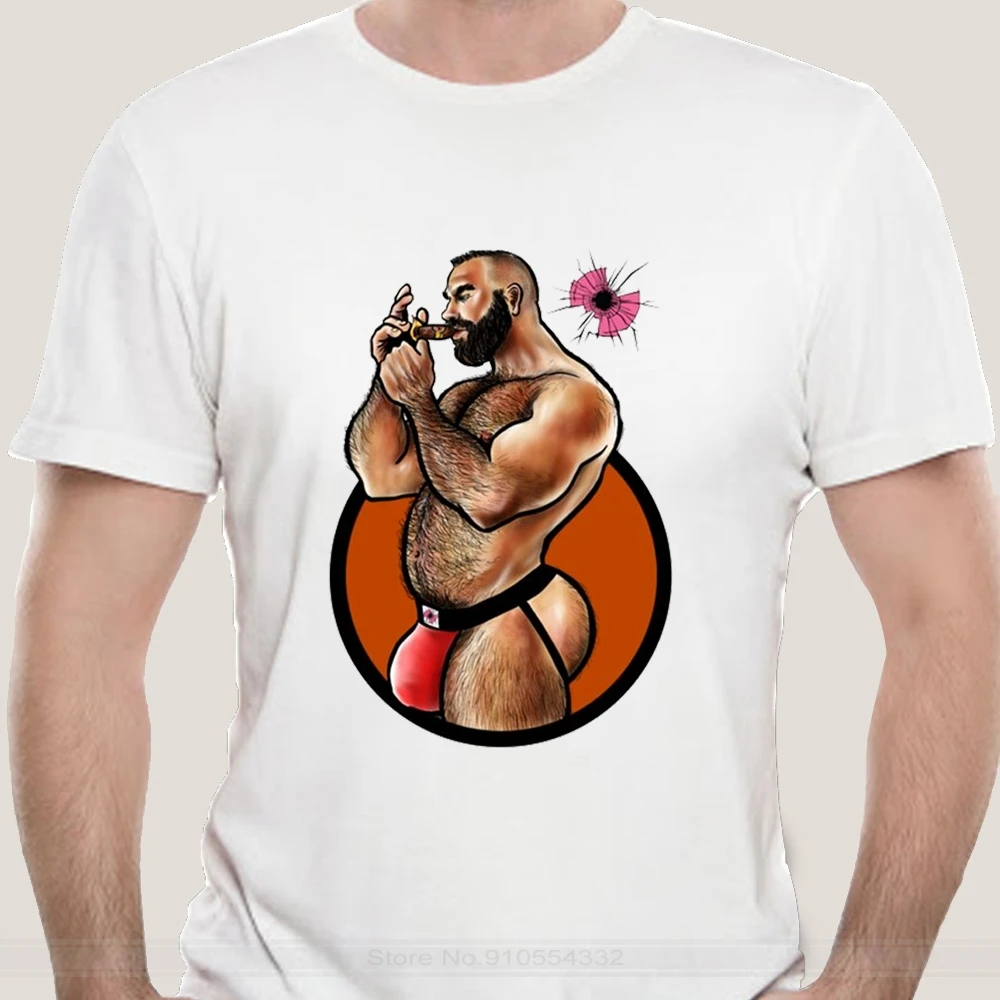 Футболка с дымом для папы и сигары геев мускулов медведей пузырьковых