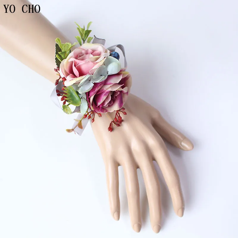 Йо Чо искусственный цветок для свадьбы жениха бутоньерка Buttonhole белый синий шелк цветы браслет из цветов подружки невесты Свадьба булавка