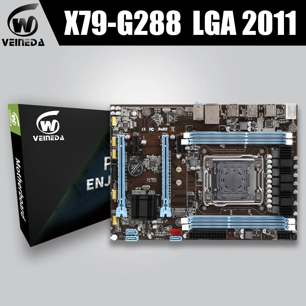 Материнская плата VEINEDA X79 LGA2011 ATX основная USB3.0 SATA3.0 PCI E 16X поддержка ОЗУ DDR3 1600 МГц PC3