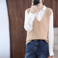 womens waistcoat v neck knitted sweater bottoming shirt korean version the autumn winter new fashion temperament loose and lazy