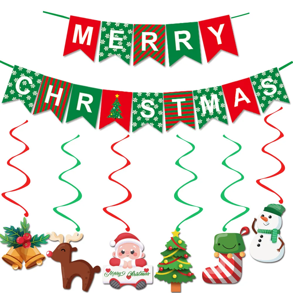 

Рождественский баннер с надписью "Merry Christmas", "Снежинка", "искусственное украшение для дома, милый снеговик, лось, колокольчик, товары для вече...
