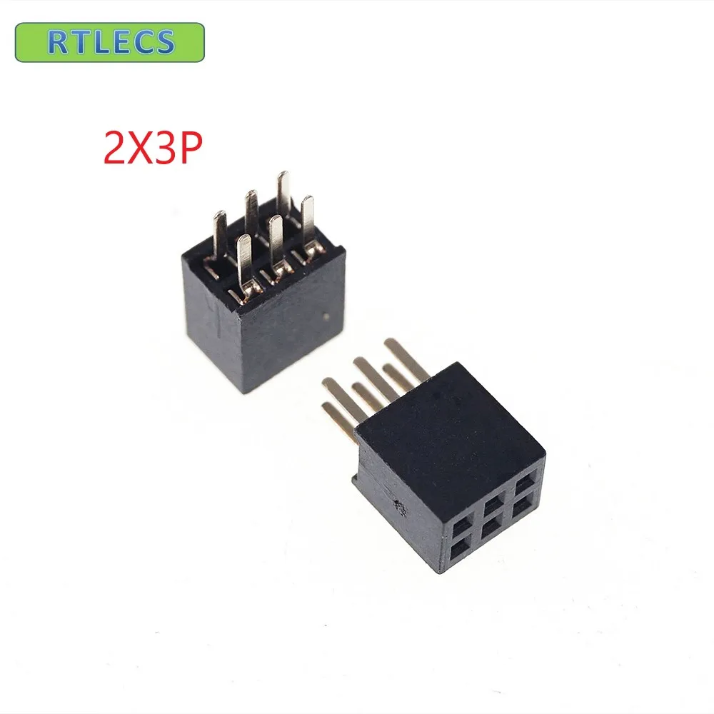 10pcs 2x3 P 6 pin 1.27mm Pitch Pin Header Female dual row straight through hole DIP Rohs Lead free