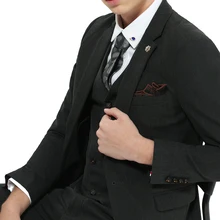 OIMG traje de tres piezas para hombre, traje ajustado de estilo coreano, traje informal de negocios, vestido de boda para jóvenes (2)