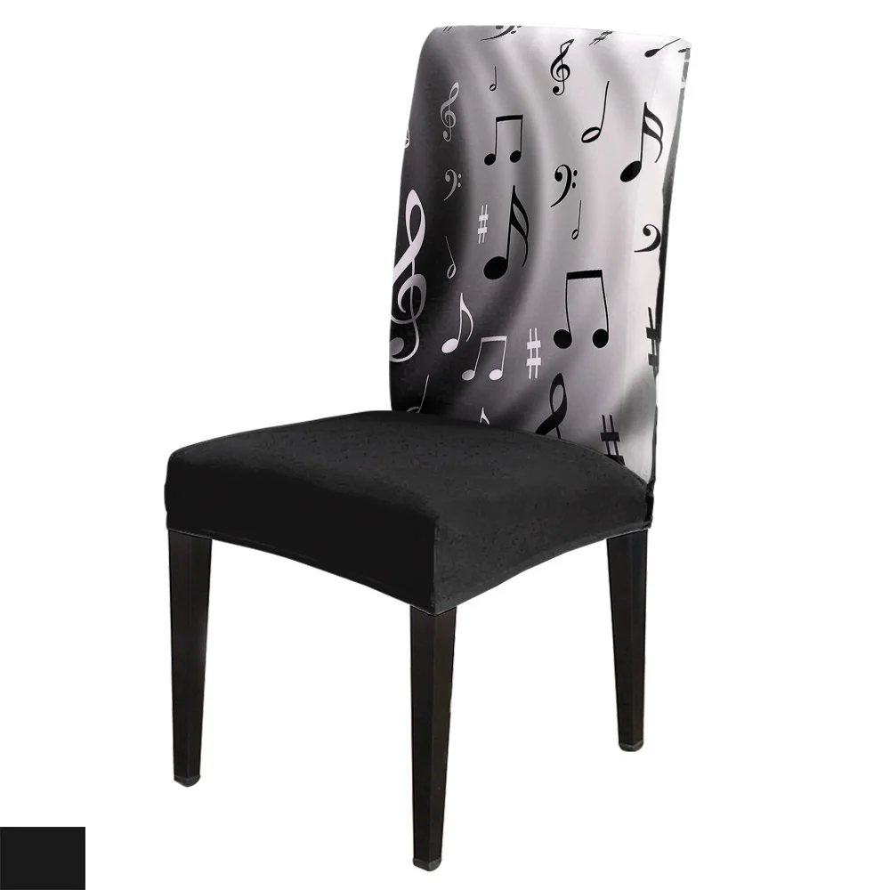 

Чехол на стул с музыкальными нотами, эластичный чехол из спандекса с водяными волнами, музыкальные черные белые, для дома, свадьбы, обеденно...