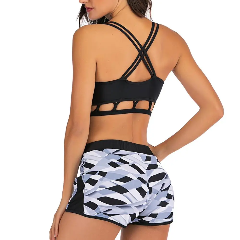 Женский комплект из двух предметов женский топ с оборками и бикини высокой