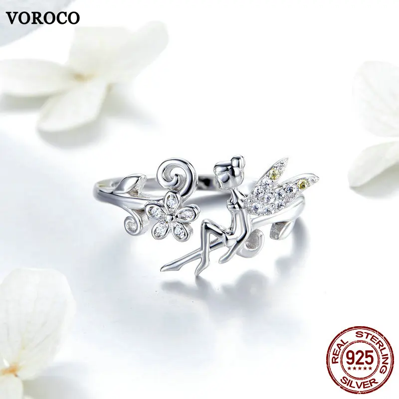 VOROCO, Настоящее 925 пробы, серебряные волшебные кольца для женщин, свадебные, Помолвочные, вечерние, изысканные, роскошные серебряные 925 ювелирные изделия BNR025