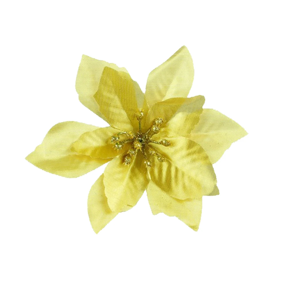 10 шт. орнамент Блестящий Poinsettia вечерние украшения подарок Рождественская елка