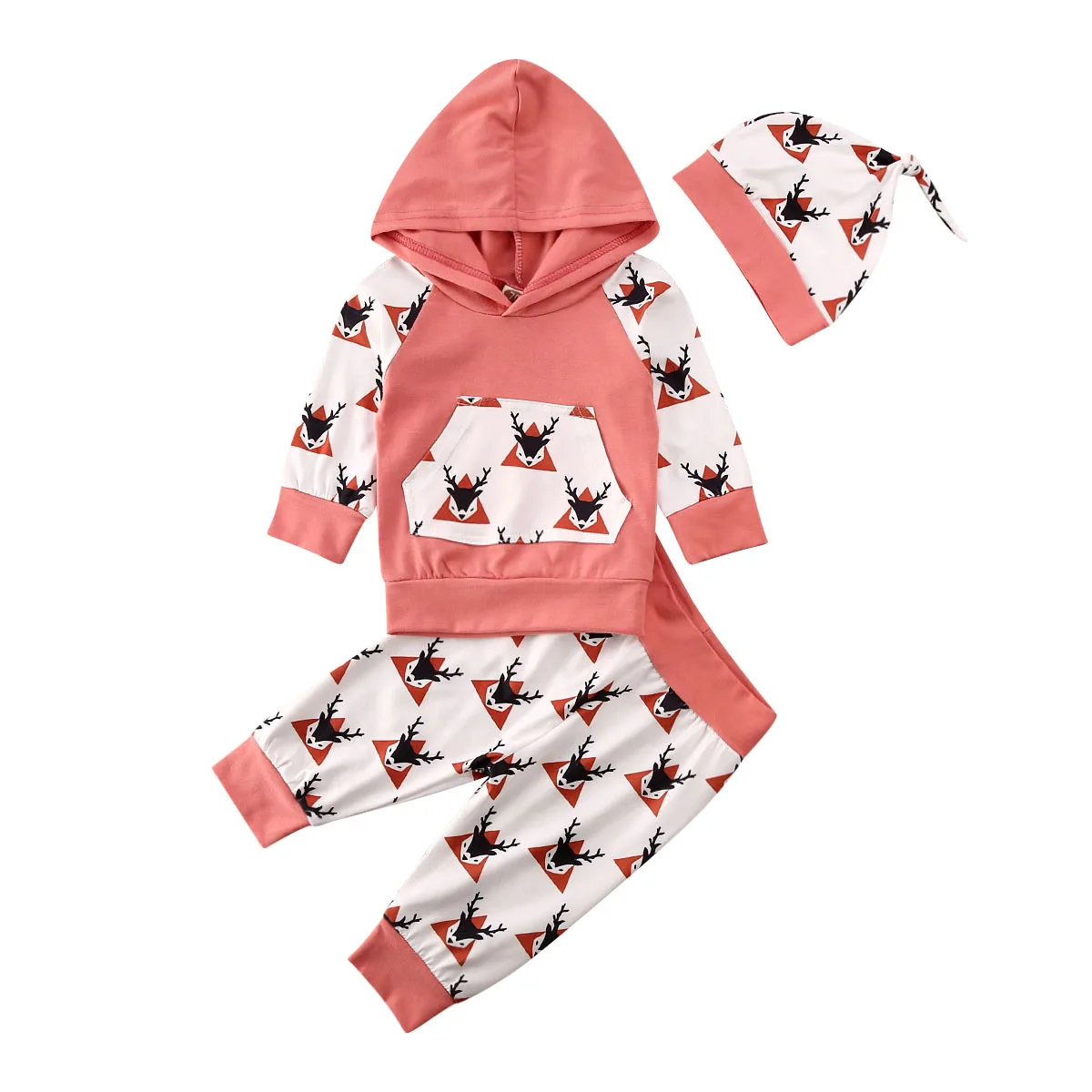 

Toddler Kid Clothes Newborn Baby Girl Animal Print Clothes Long Sleeve Hooded Tops Pants Leggings Outfits Set Size 0-24M