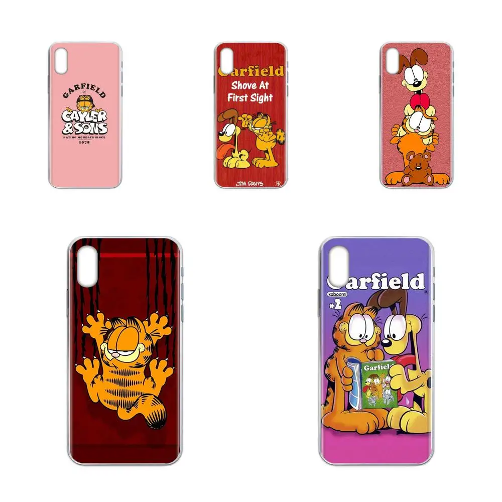 Милый мультяшный чехол из ТПУ Garfield для Sony Xperia Z Z1 Z2 Z3 Z4 Z5 compact Mini M2 M4 M5 T3 E3 E5 XA XA1 XZ Premium