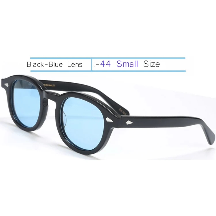 44-Black-Blue IVSTA Jonny Depp, мужские очки, ручная работа, ацетат, оправа, поляризационные солнцезащитные очки, круглые, люксовый бренд, оптические, близорукость, рецепт, логотип - Цвет оправы: 44-Black-Blue