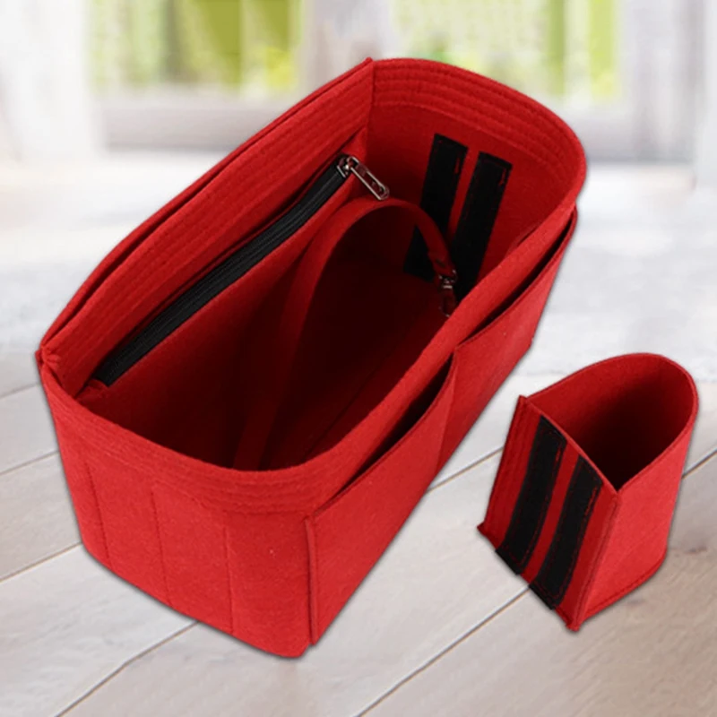 Purse Organizer Insert Makeup Handbag Felt Bag with Zipper &amp Tote Shaper Fit Cosmetic Bags Never Full | Багаж и сумки