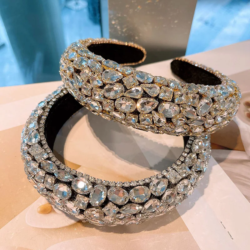 

2021 винтажные роскошные повязки для волос со стразами, женские повязки на голову, аксессуары для волос, диадема, повязка для волос