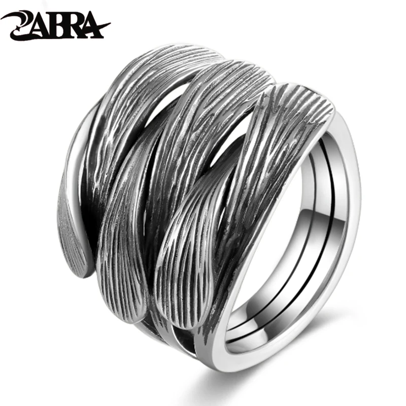 

Мужское и женское кольцо ZABRA, регулируемое винтажное черное кольцо из стерлингового серебра 925 пробы в стиле панк-рок