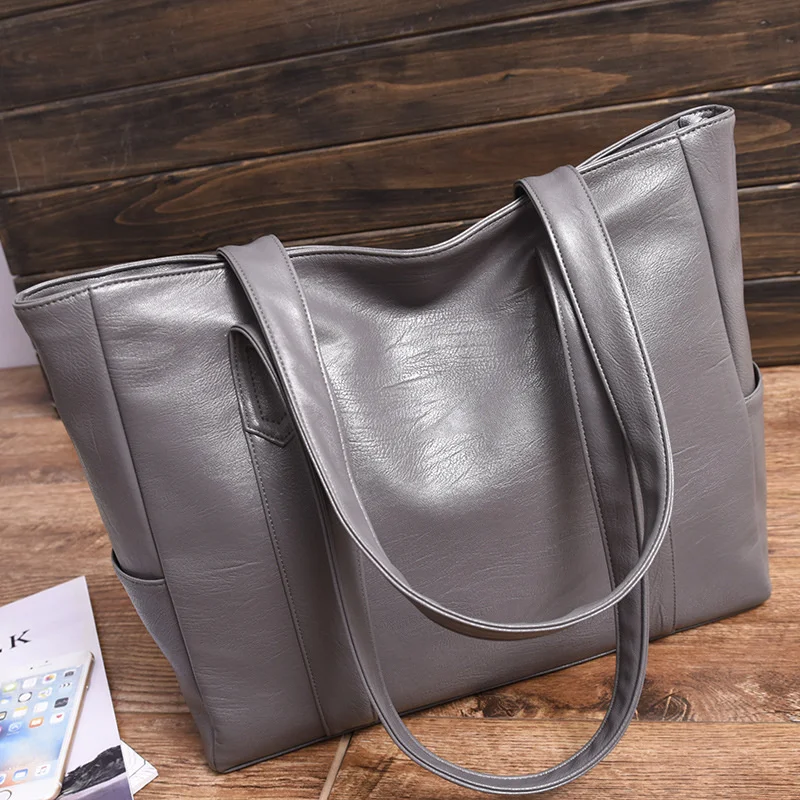 

Women PU Leather Handbags Fashion Big Capacity Tote Bags Retro Designer Double Strap Shoulder Bag Female Shopper sac Mujer Bolsa