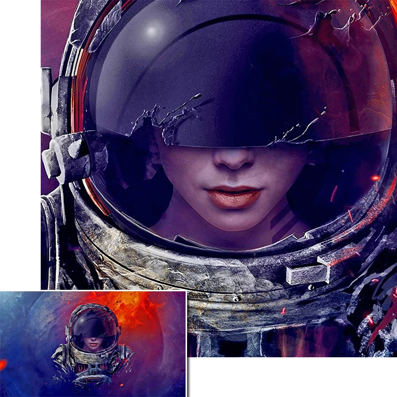 Домашний декор холст картина искусство на стену Женский космический астронавт