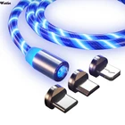 Магнитный кабель Micro USBType-C, 1 м, со светодиодной подсветкой, для быстрой зарядки телефонов Huawei, Samsung, Android