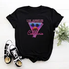 Лос-Анджелеса Caliponnia футболка Femme Забавный круглый Детский рюкзачок шеи Женская футболка Топы эстетическое модное футболки для девочек хлопковая Camiseta Mujer
