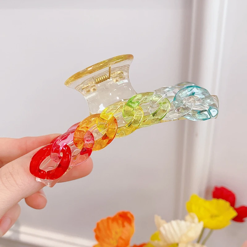 

Заколки для волос прозрачные женские, шпильки-крабы с цепочкой, модные аксессуары для волос