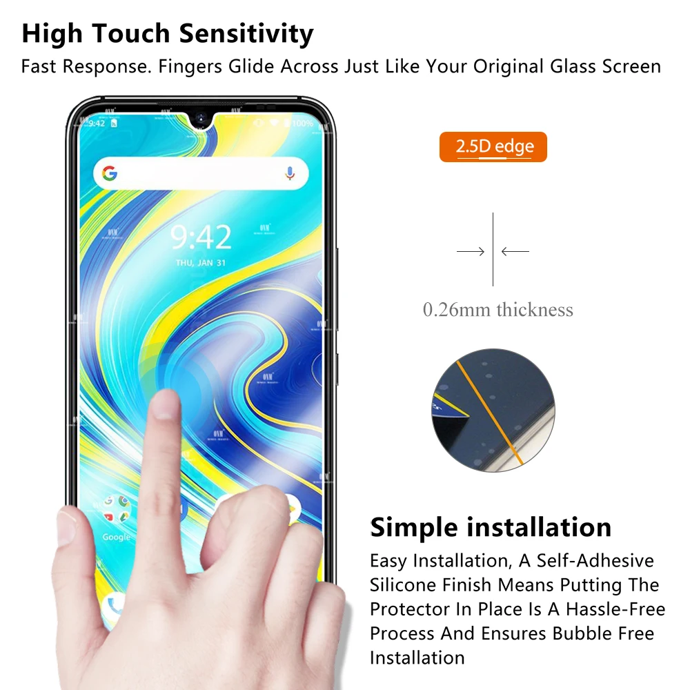 2 шт закаленное стекло для UMIDIGI A7 PRO Защита экрана Защитная стеклянная