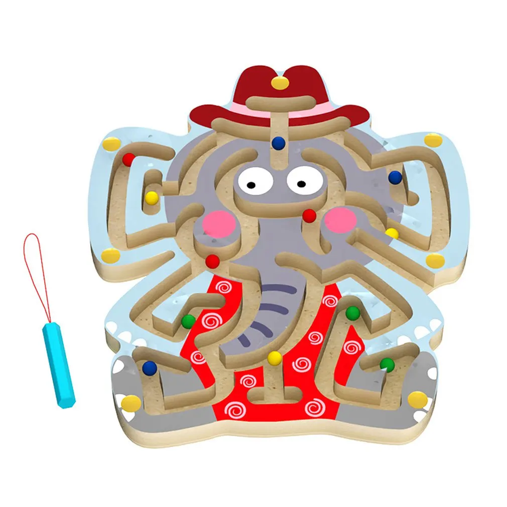 

Деревянная магнитная ручка-пазл, игра в лабиринт с шариками, деревянная детская магнитная ручка, головоломка-лабиринт для ходьбы, деревянна...