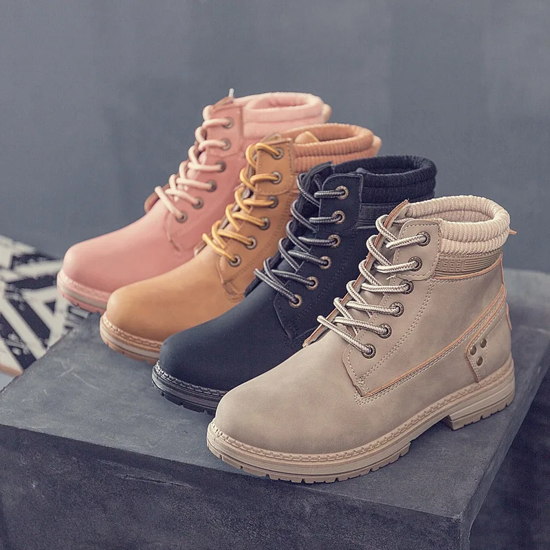 

Spring/Autumn 2019 new women boots Riding, Equestrian Ankle Martin boots Low (1cm-3cm) platform boots Lace-Up plus size 36-41