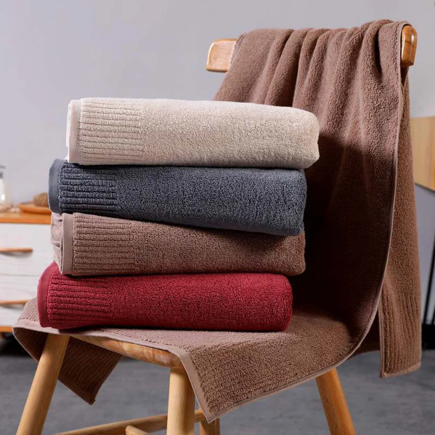 Толстое Большое банное полотенце Хлопковое для душа и лица набор однотонных