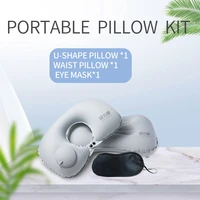 3pcs inflatable pillow kit travel u shape pillow portable press waist pillow auto air neck pillow folding pillows airplane ca