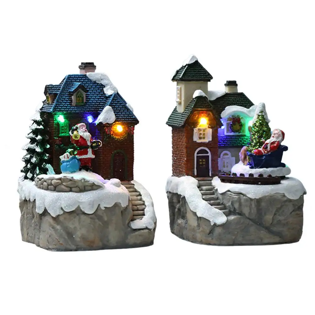 

Christmas Village Sets Christmas Scene Village Houses Resin Christmas Decoration House With LED Light And Music Christmas Hou