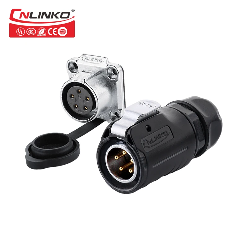 CNLINKO LP20 5pin водонепроницаемый разъем IP67 5 pin питания Быстрая блокировка