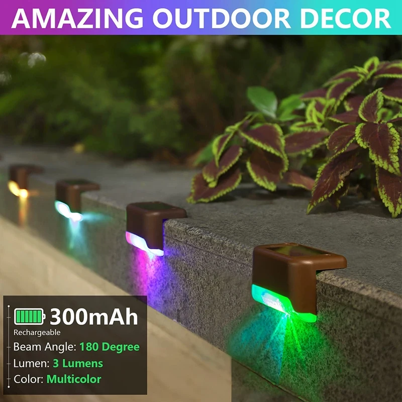 

Hot 20-Pack Solar Deck Lights Color Changing RGB LED Outdoor Step Light Waterproof Colored Solar Powered Fence Lighting