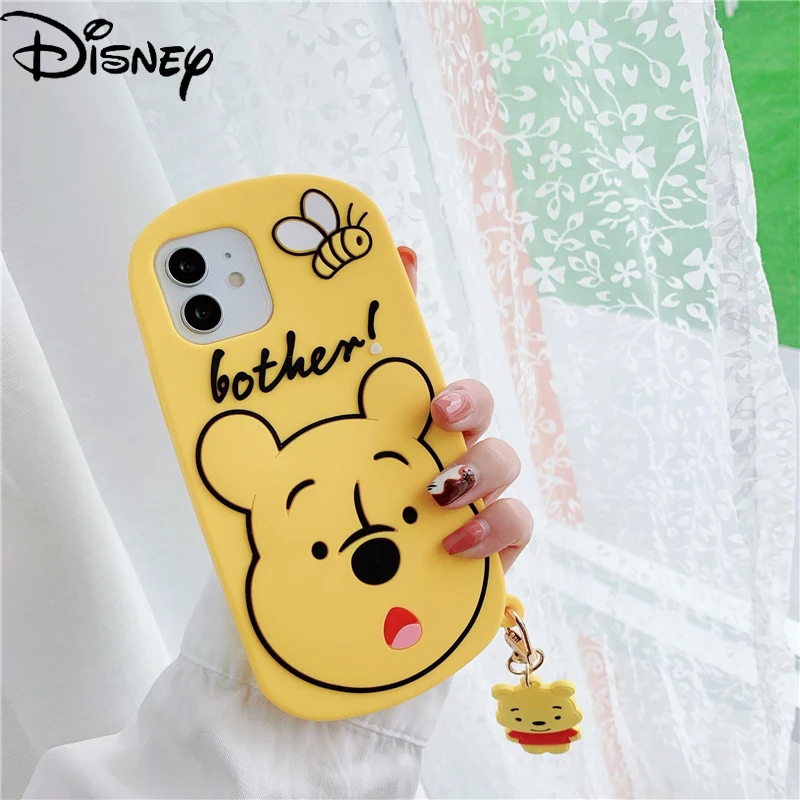 

Disney Winnie the Pooh cartoon phone case with ornaments for iPhone12mini/12promax/11pro/11promax/xs/xsmax/se/xr/7plus/8p/6s/6sp