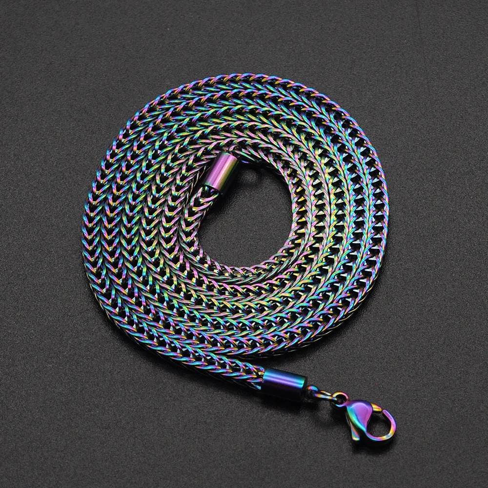 Мода 3 мм фокстейл цепь для женщин мужчин в стиле хип хоп 100% 316L нержавеющая сталь