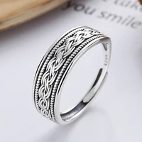fanru s925 sterling silver fashionable vintage style link cross open ring resizable punk 925 silver couple jewelry womens ring