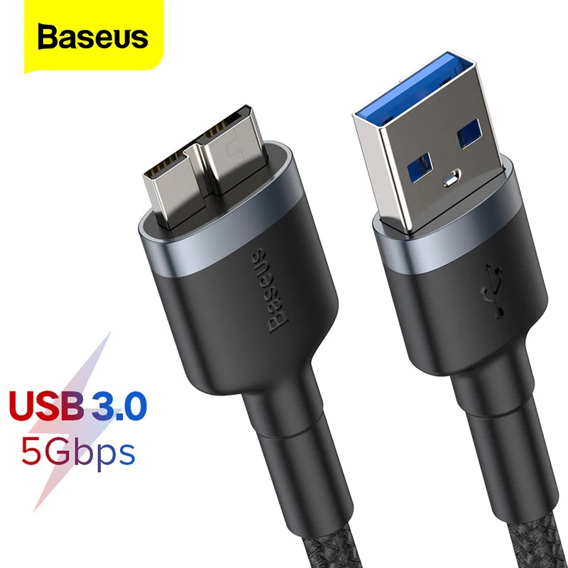 Кабель Baseus USB 3,0-Micro B, 5 Гб, кабель для быстрой передачи данных USB Type-A Micro-B для Samsung S5 Note 3, внешний жесткий диск, шнур - изображение