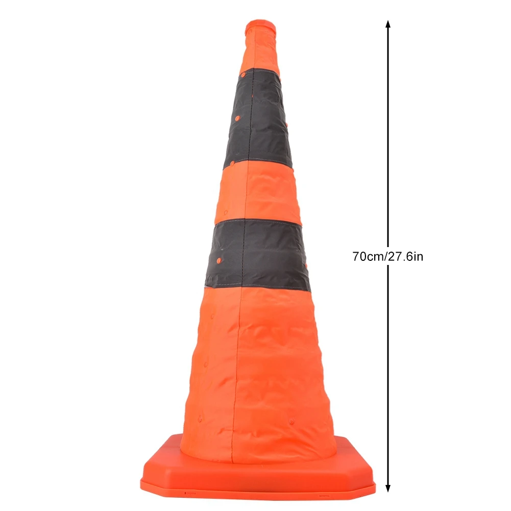 

70cm Folding High Quality Road Traffic Road Cones With Reflective Strip Safety